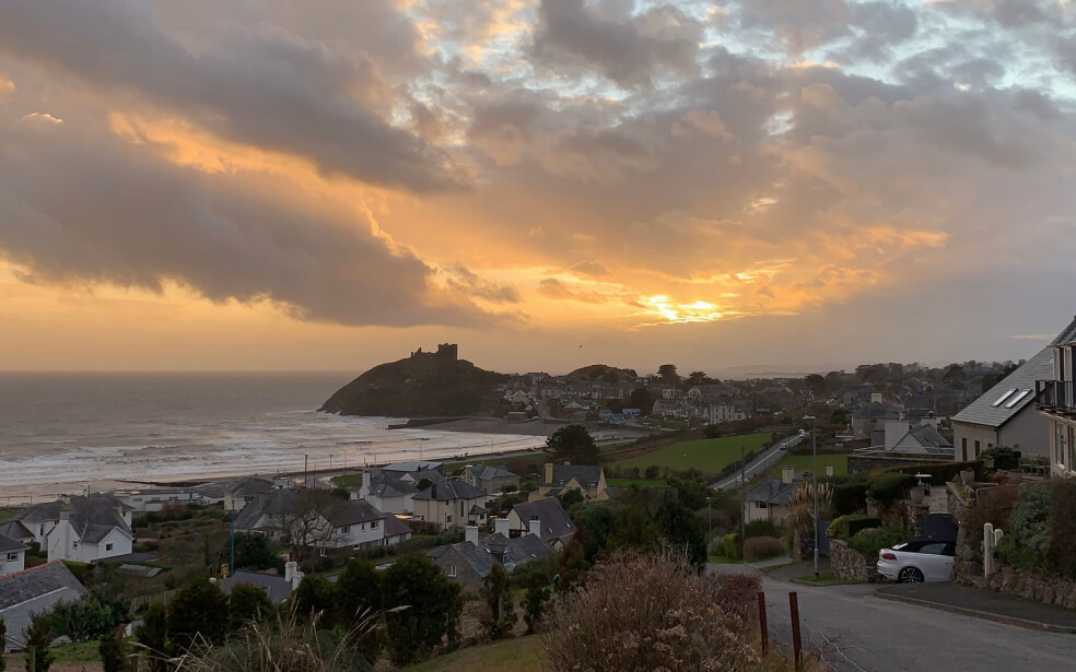 a picture of a rural coastal village